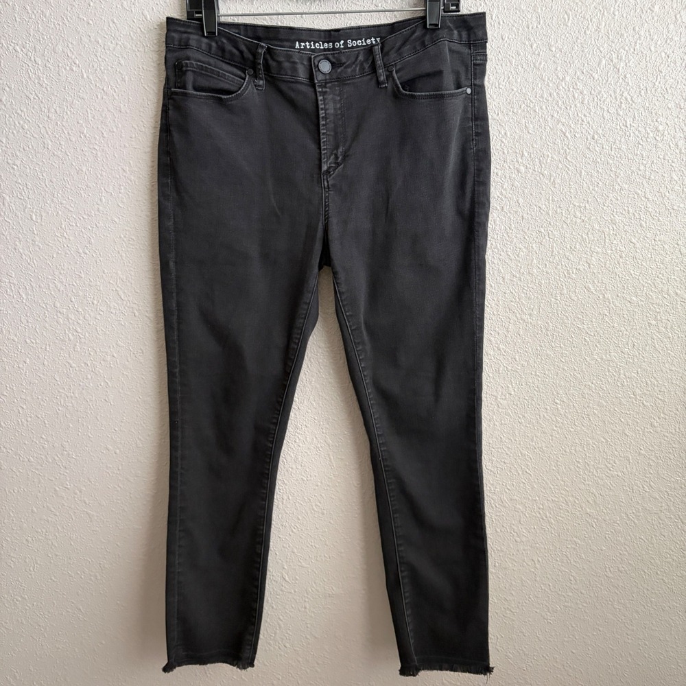 Articles of Society Black Carly Skinny Crop Stretch Jeans 32 Raw Hem